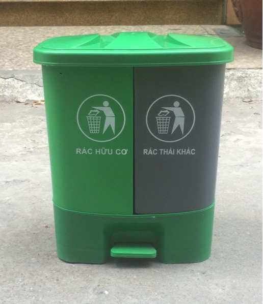 Thùng rác nhựa đạp chân 2 ngăn phân loại rác 40 lít