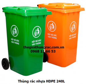 Thùng rác nhựa HDPE 240L - THẾ GIỚI THÙNG RÁC