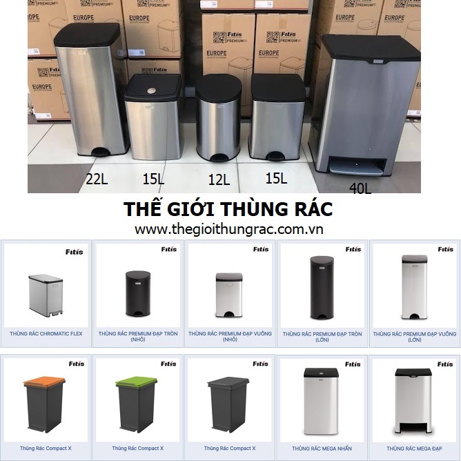 thùng rác fitis, thùng rác inox fitis, thùng rác nhựa fitis, thùng rác fitis 12L, thùng rác fitis 15L, thùng rác fitis 22L, thùng rác fitis 26L, thùng rác fitis 40L