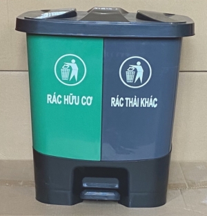 Thùng rác nhựa đạp chân 2 ngăn phân loại rác 40 lít